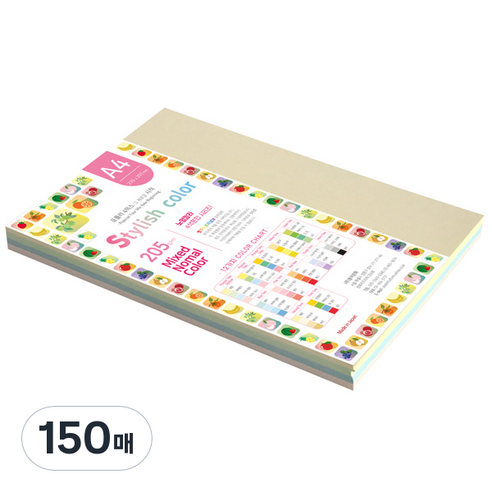 종이문화 스타일리쉬 시즌칼라 색지 혼합 105 SN-Popular Tone Shallow 205g, A4, 150매