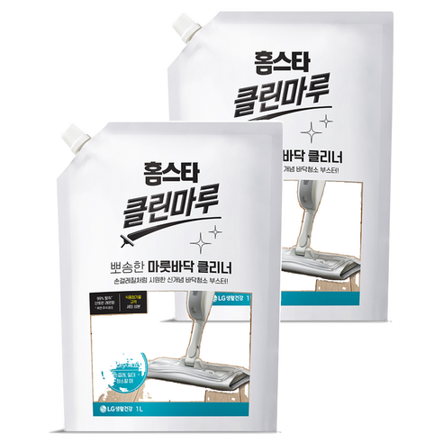 홈스타 클린마루 마룻바닥 클리너 화이트 레몬향 리필, 2개, 1L