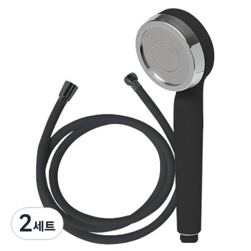 대림바스 샤워헤드 + PVC호스 2M 세트, 2개, 블랙