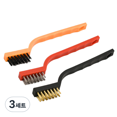 크린메이트 나일론 철 스텐 와이어 브러쉬 3종 세트, 혼합색상, 3세트