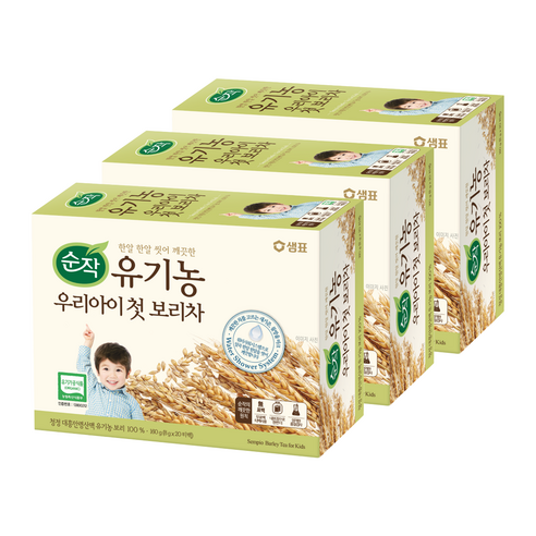 순작 유기농 아이들 위한 첫 보리차 160g, 3팩 세트