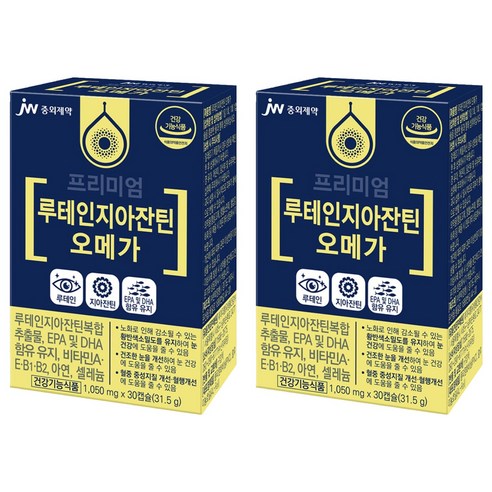 JW중외제약 프리미엄 루테인 지아잔틴 오메가 31.5g, 30정, 2개