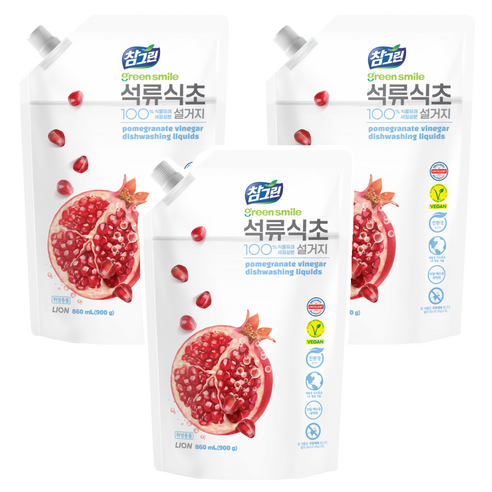 참그린 석류식초 설거지 주방세제, 860ml, 3개