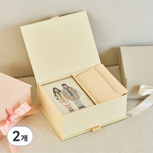 뮤니드 그레이스 파스텔 리본 선물상자, 크림, 2개
