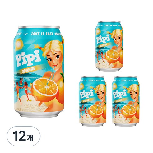 피피 오렌지 비치음료 캔, 330ml, 12개