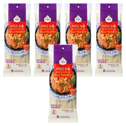 티아시아키친 라이스누들 볶음면용 5mm, 250g, 5개