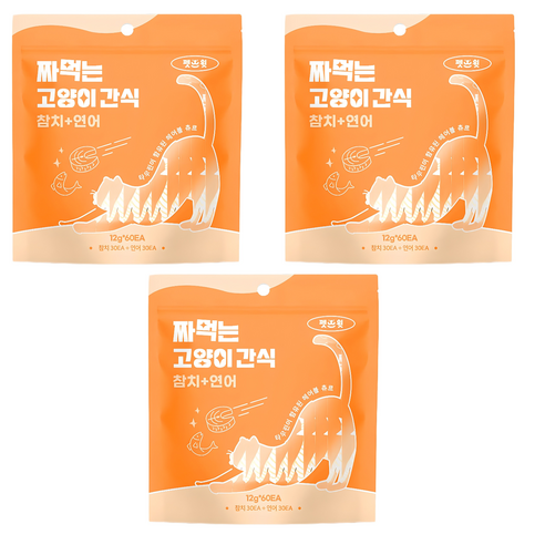 펫스윗 짜먹는 고양이 간식 60p, 연어맛, 참치맛, 720g, 3개