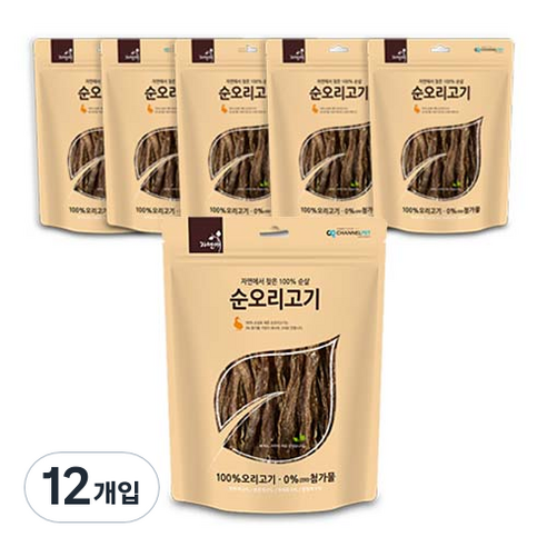 자연애 순오리고기 강아지간식, 오리고기, 50g, 12개