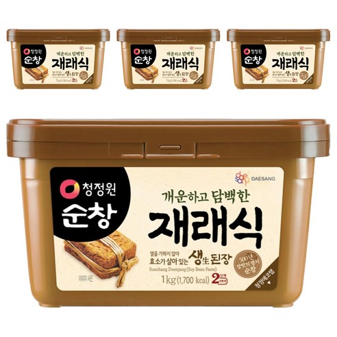 청정원순창 재래식 생된장, 1kg, 4개