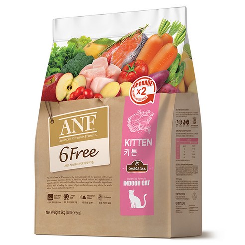 ANF 생후 12개월 이전 식스프리 인도어 캣 키튼 건식사료, 2kg, 1개