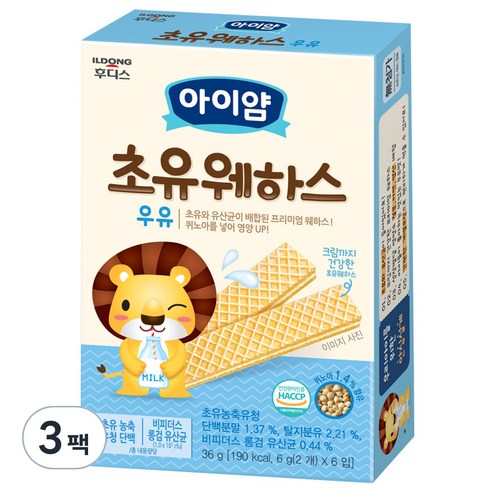 일동후디스 웨하스, 초유웨하스, 36g, 3개