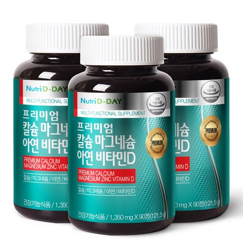뉴트리디데이 프리미엄 칼슘 마그네슘 아연 비타민D, 90정, 3개