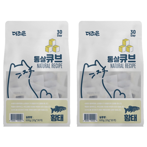 더조은 고양이 리얼 통살 큐브 간식 30p, 황태, 600g, 2개