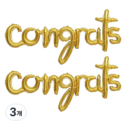 조이파티 이니셜 은박풍선 congrats 2p, 골드, 3개