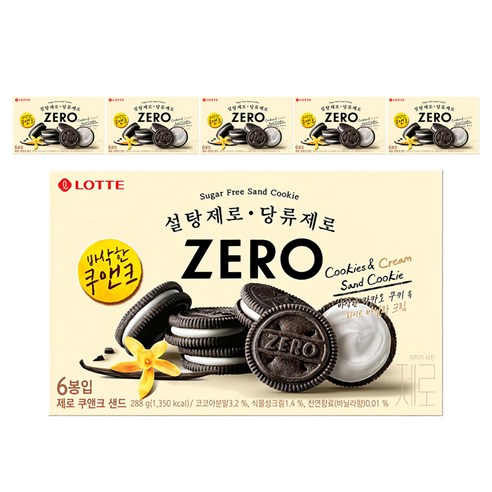 롯데제로 쿠앤크 샌드, 288g, 6개