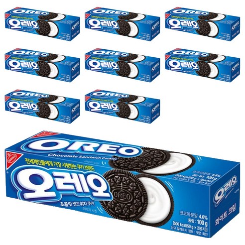 오레오 초콜릿 샌드위치 쿠키 화이트크림, 100g, 9개