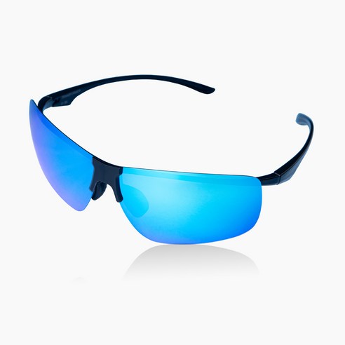 체인지마스터 12g 초경량 편광 반미러 선글라스, 블랙(프레임), 편광 블루(렌즈)