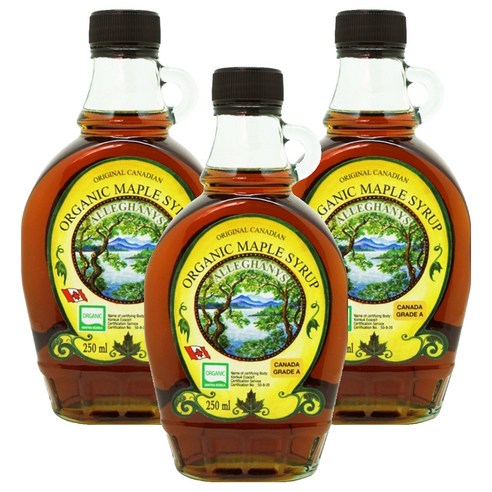 알레가니 유기농 메이플시럽, 250ml, 3개