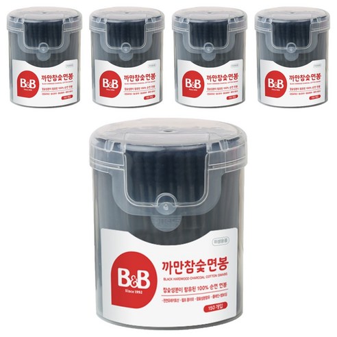 비앤비 까만참숯면봉, 150개입, 5개