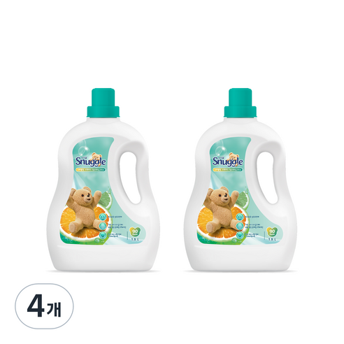 스너글 초고농축 섬유유연제 스파클링 시트러스 본품, 1.8L, 4개