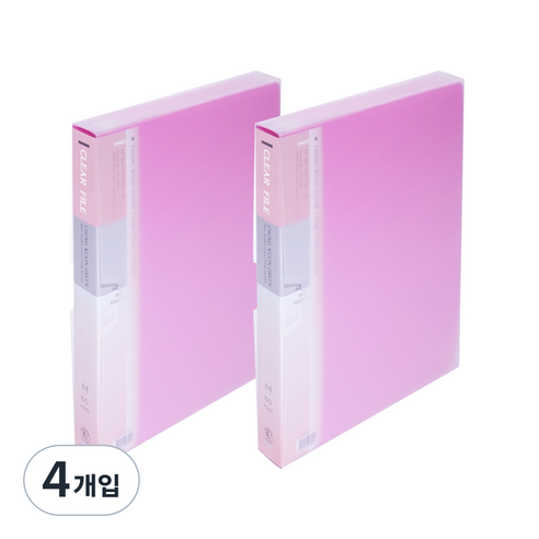 에코청운 PP 클리어화일 A4 80매, 분홍, 4개입