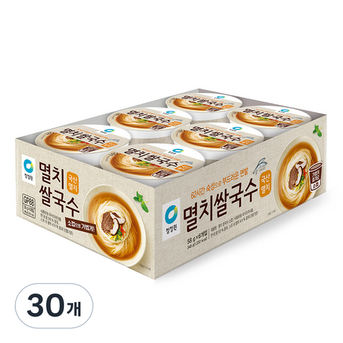 청정원 멸치 쌀국수 소컵, 58g, 30개
