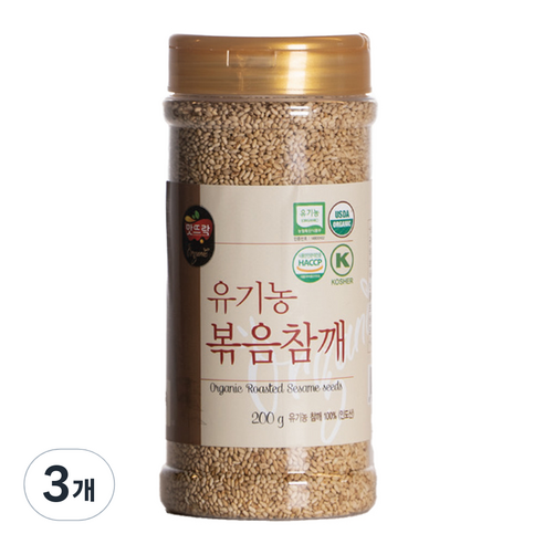 맛뜨락 유기농 볶음참깨, 3개, 200g