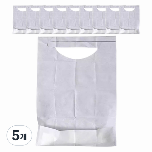 플렉스라인 가벼운 어르신 일회용 턱받이 10p, 화이트, 5개