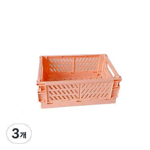 마켓에이 접이식 플라스틱 보관함, 피치, 3개