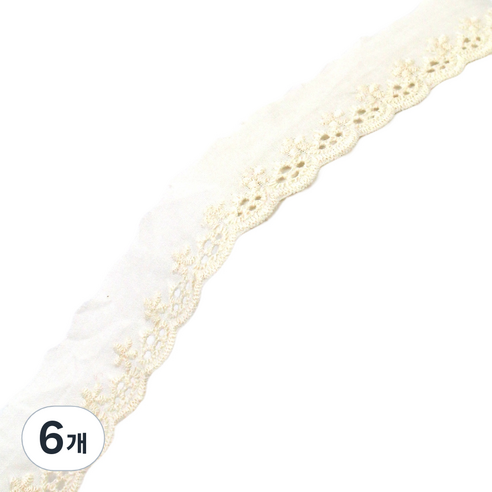 아이엔피 파인코튼 리본 면 자수 레이스 2.7 x 270 cm, 아이보리, 6개