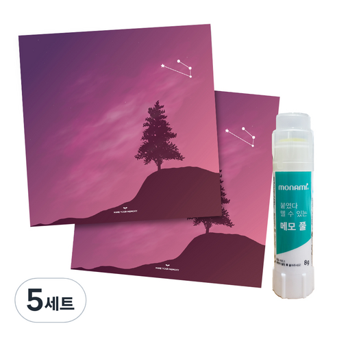 꼼꼬미 12 별자리 메모지 2p + 재접착풀, 양자리, 5세트