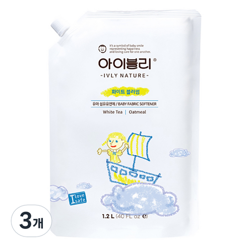 아이블리네이쳐 오트밀 성분 섬유유연제 화이트 블러썸향 본품, 3개