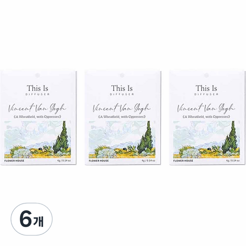 디스이즈 명화 걸이형 종이 사쉐 플라워하우스, 6개, 4g, 꽃향