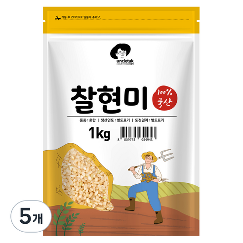 엉클탁 국산 찰현미, 1kg, 5개