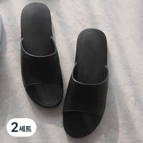 데코뷰 호텔식 모던 슬리퍼, 블랙, 2개