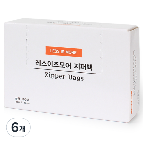 레스이즈모어 지퍼백, 소(S), 100개입, 6개