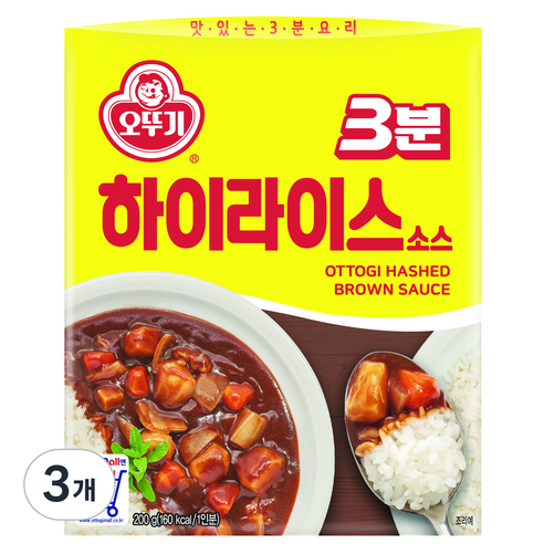 오뚜기 3분 하이라이스, 200g, 3개