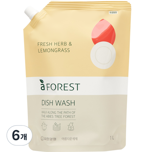 에이포레 유한양행 후레쉬허브 주방세제, 1000ml, 6개