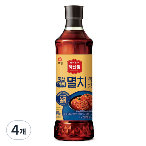 하선정 국산 명품 멸치액젓, 500g, 4개