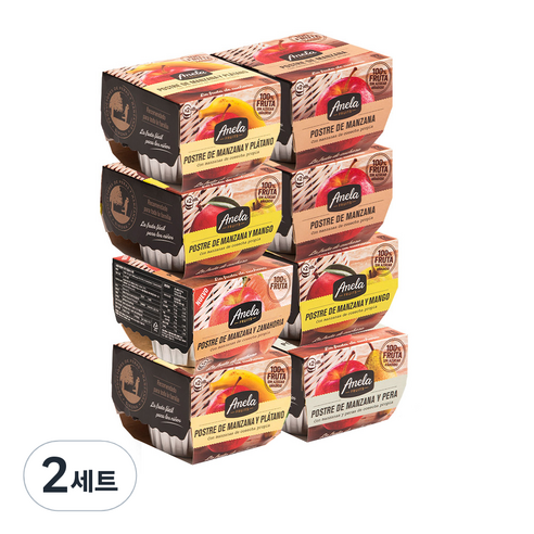 아넬라 100% 생과일 프리미엄 디저트 스테디셀러 8p 세트, 망고, 사과, 바나나, 당근, 사과 + 배 혼합맛, 2세트