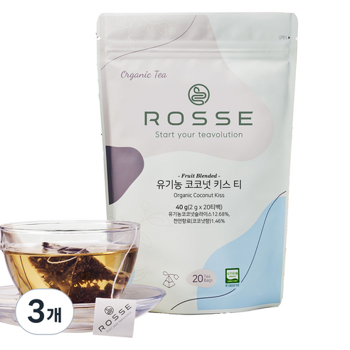 로쎄 유기농 코코넛 키스 티 40g, 20개입, 3개, 2g