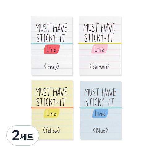 왈가닥스 머스트 해브 스티키 점착메모지 4p, Line, 2세트