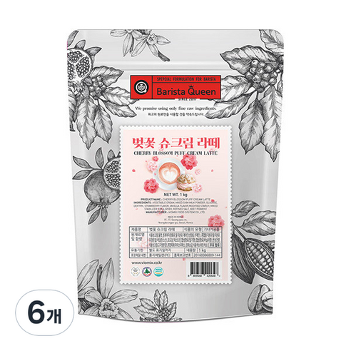 바리스타퀸 벚꽃 슈크림 라떼분말, 1kg, 1개입, 6개