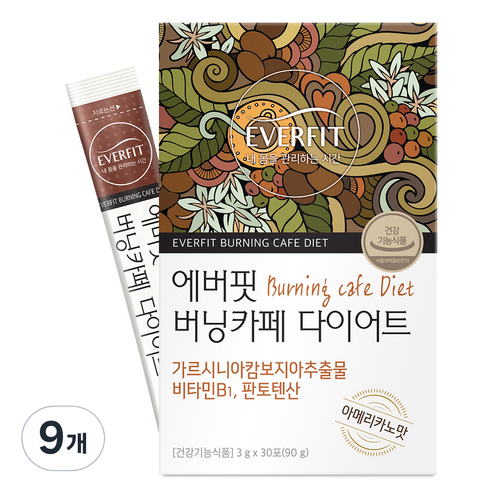 내츄럴플러스 에버핏 버닝카페 다이어트 커피 30p, 90g, 9개