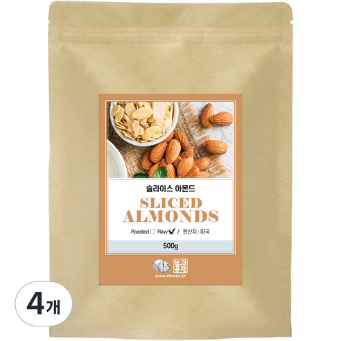 견과공장 프리미엄 아몬드 슬라이스, 500g, 4개