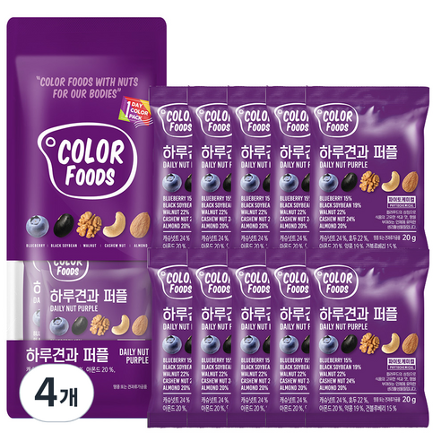 하루견과 믹스넛 퍼플 10p, 4개, 200g