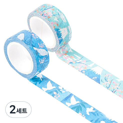 라이프포인트 일본풍 일러스트 마스킹 테이프 02산과새 세트, 02산과새, 04벚꽃눈, 2세트