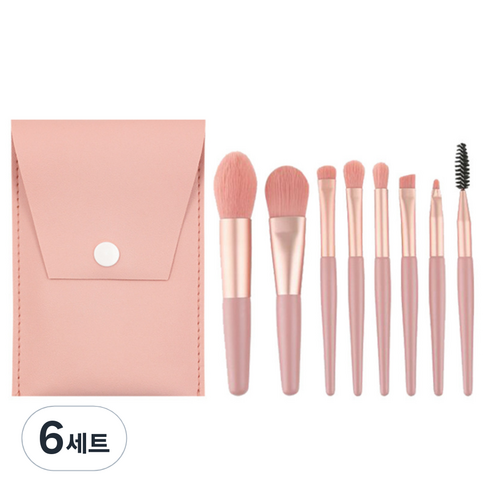 데일리프렌즈 연지네 미니 메이크업 브러쉬 8종 세트, 피치, 6세트