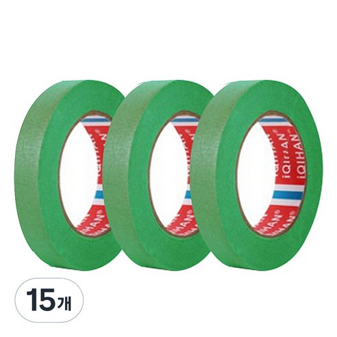 다다 칼라 마스킹 종이테이프 15mm x 15m, 그린, 15개
