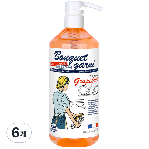 부케가르니 에코 주방세제 자몽향, 750ml, 6개